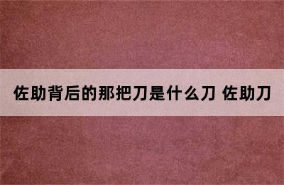 佐助背后的那把刀是什么刀 佐助刀